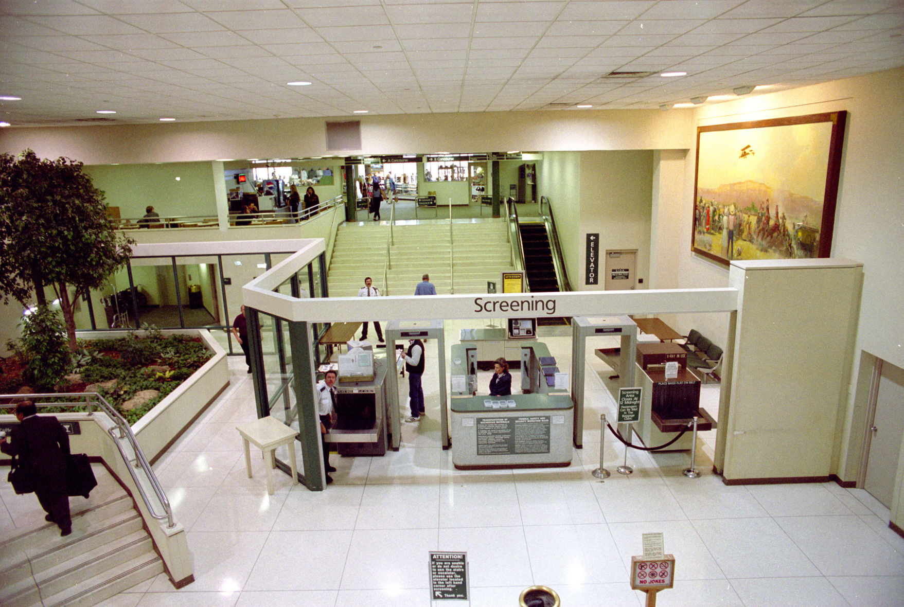 Airport security screening checkpoint, September 11, 2001